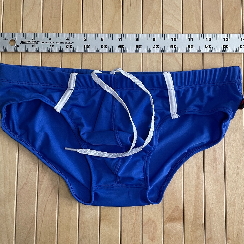 Men's Royal Blue Swim Briefs with White Drawstring